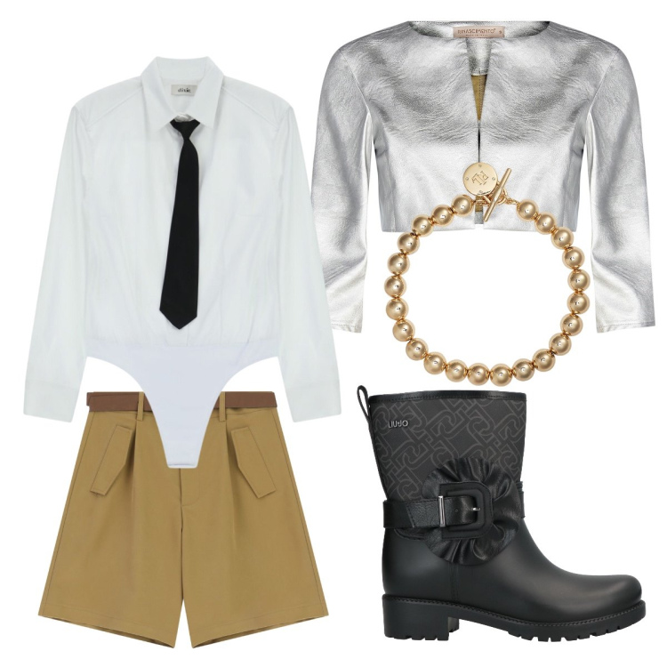 Outfit donna - Mix and match. Stile Preppy per Tutti i giorni. Abbinamento con stivaletti, camicie, shorts, bolero, braccialetti.