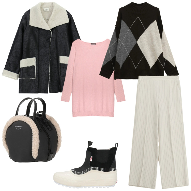 Outfit donna - Total look #2333144. Stile Bon Ton per Tutti i giorni. Abbinamento con zaini, stivaletti, pantaloni a palazzo, pullovers, cappotti, maglieria.