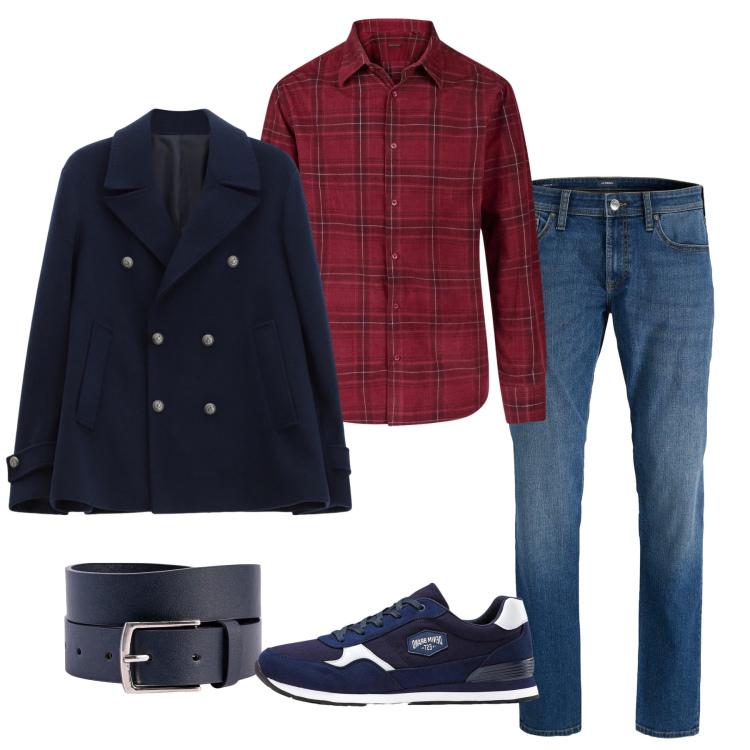 Outfit uomo - Total look #2333159. Stile Trendy per Tutti i giorni. Abbinamento con sneakers, jeans, cappotti, cinture, camicie.