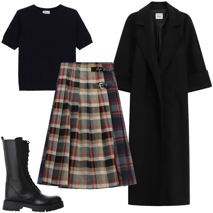 Outfit donna - La Gonna Super Versatile di Dixie. Stile Rock per Serata fuori. Abbinamento con stivali, gonne lunghe, cappotti, maglieria.