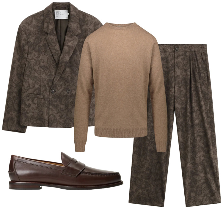 Outfit uomo - Total look #2333191. Stile Trendy per Serata speciale. Abbinamento con pantaloni, giacche, scarpe stringate, maglieria.
