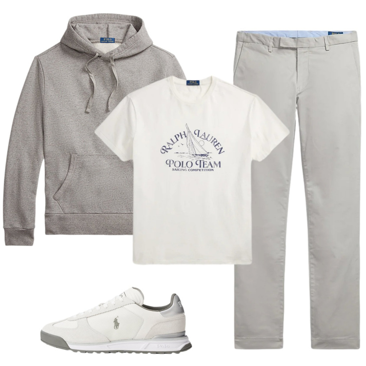 Outfit uomo - Total look #2333213. Stile Casual per Tutti i giorni. Abbinamento con pantaloni, sneakers, t-shirt, felpe con cappuccio.
