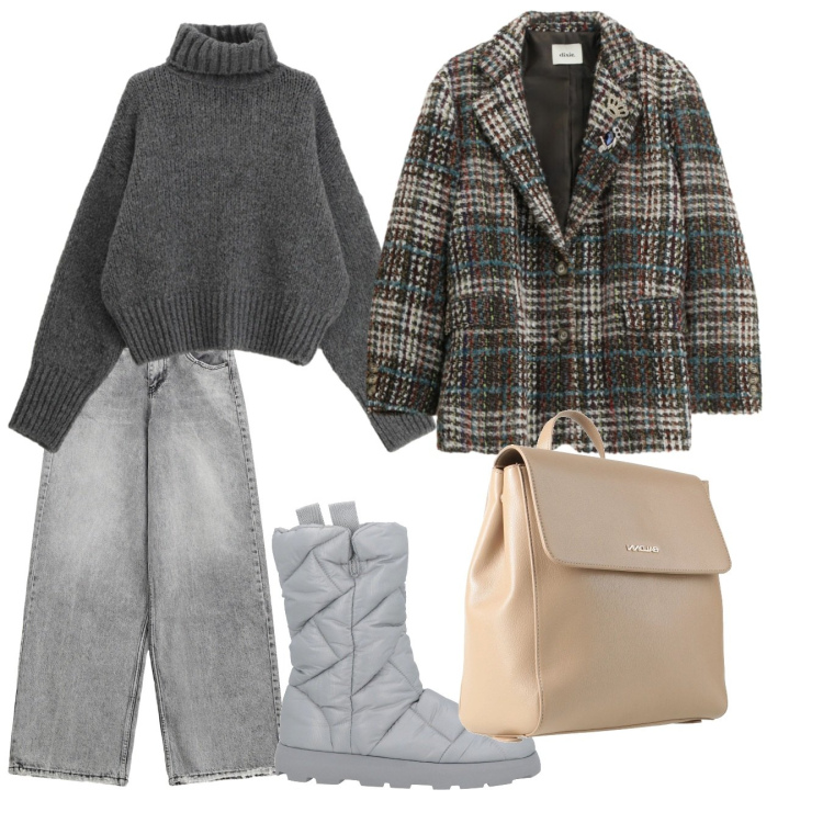 Outfit donna - Total look #2333216. Stile Casual chic per Tutti i giorni. Abbinamento con stivaletti, zaini, maglieria, cappotti, jeans.