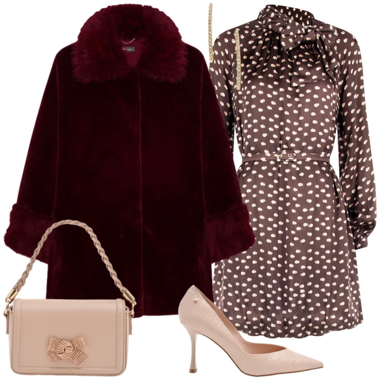 Outfit donna - Cena romantica. Stile Romantica per Serata fuori. Abbinamento con vestiti chemisier, pochette, décolleté, orecchini, cappotti.