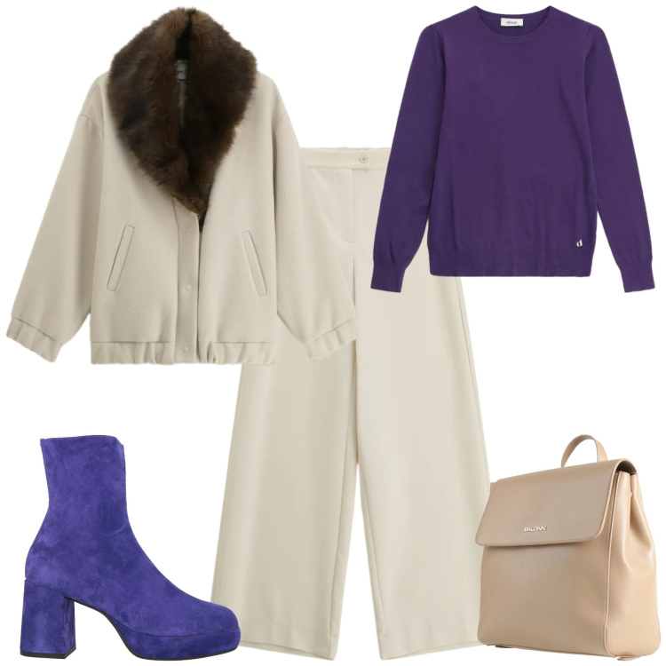 Outfit donna - Casual chic con Dixie. Stile Casual chic per Tutti i giorni. Abbinamento con stivaletti, zaini, maglieria, cappotti, pantaloni a palazzo.