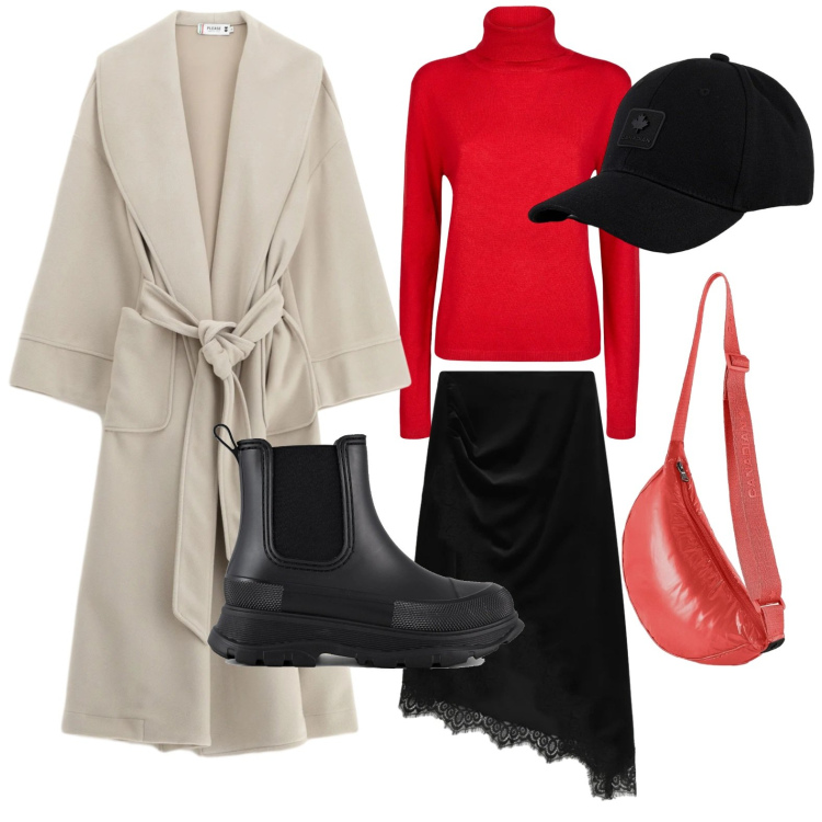 Outfit donna - Il cappotto vestaglia. Stile Minimal per Tutti i giorni. Abbinamento con gonne longuette, cappotti, cappelli, borse a tracolla, stivali, maglieria.