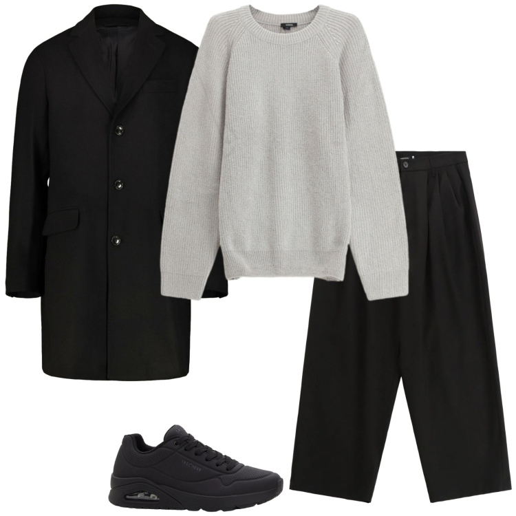 Outfit uomo - Out with Friends. Stile Trendy per Serata speciale. Abbinamento con sneakers, pantaloni, maglieria, cappotti.