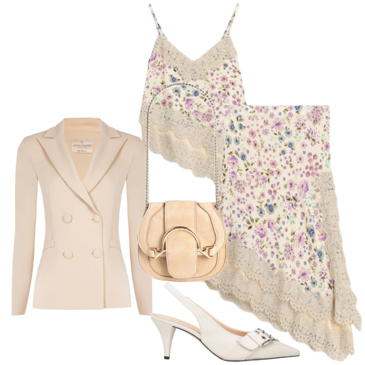 Outfit donna - Total look #2333423. Stile Bon Ton per Cerimonia. Abbinamento con marsupi, décolleté, top, gonne longuette, blazer.