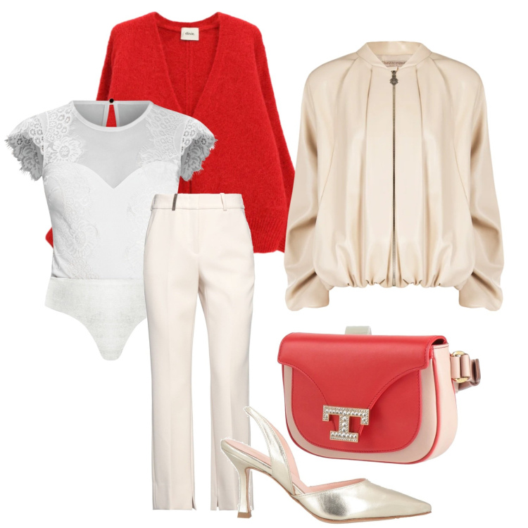 Outfit donna - Elegante e sportiva per s.valentino. Stile Sporty chic per Tutti i giorni. Abbinamento con pantaloni, marsupi, décolleté, cardigans, top, bomber.