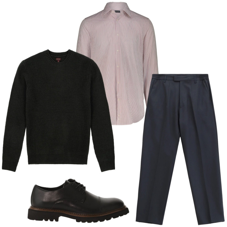 Outfit uomo - Total look #2333484. Stile Business/Elegante per Ufficio. Abbinamento con pantaloni, scarpe stringate, camicie, maglieria.