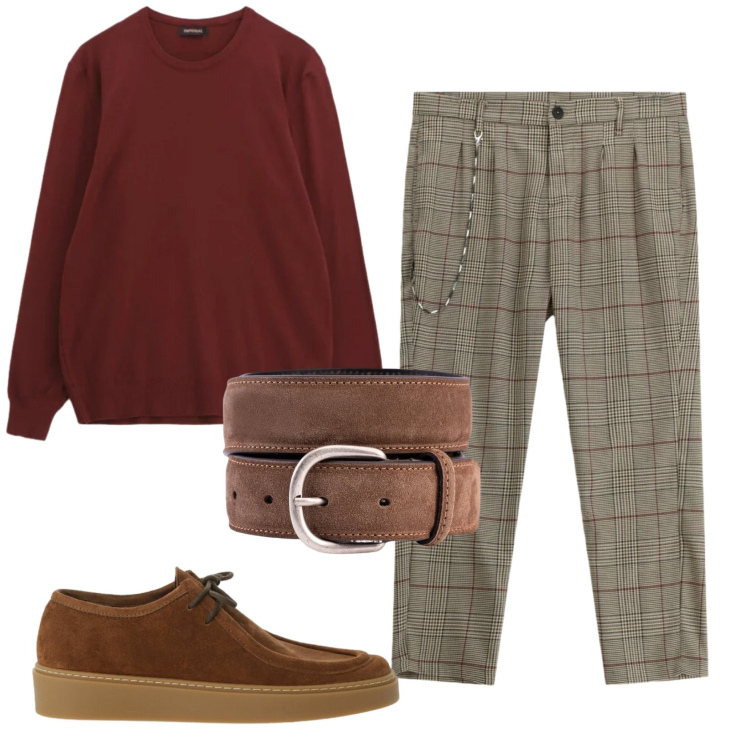 Outfit uomo - Total look #2333498. Stile Trendy per Ufficio. Abbinamento con pantaloni, maglieria, scarpe stringate, cinture.