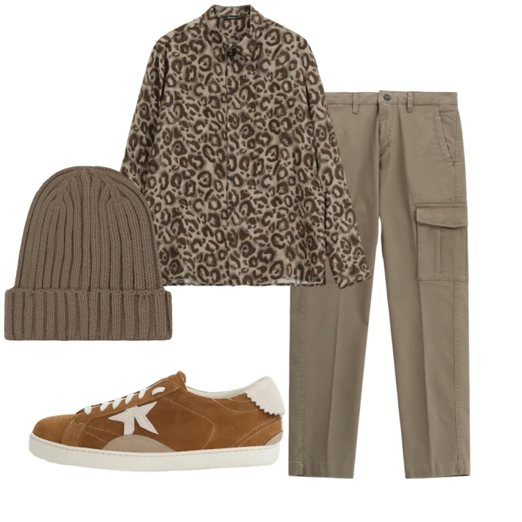 Outfit uomo - Total look #2333499. Stile Casual per Tutti i giorni. Abbinamento con pantaloni cargo, camicie, sneakers, berretti.