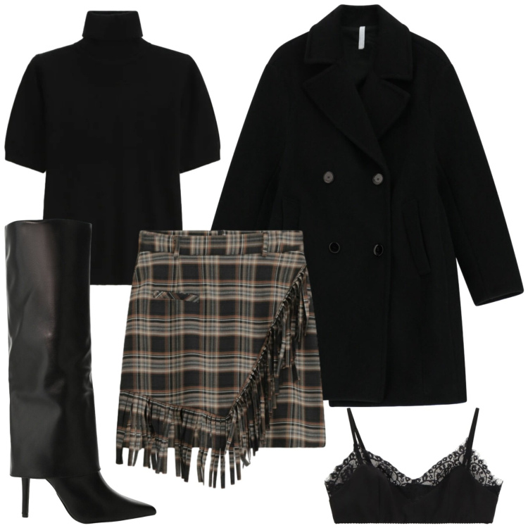 Outfit donna - Total Look Imperial. Stile Sexy per Serata fuori. Abbinamento con minigonne, stivali, bralette, maglieria, cappotti.