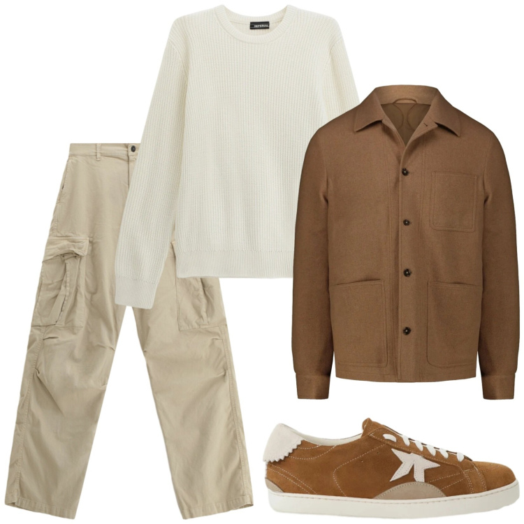 Outfit uomo - Total look #2333690. Stile Casual per Tutti i giorni. Abbinamento con maglieria, pantaloni cargo, sneakers, cappotti.