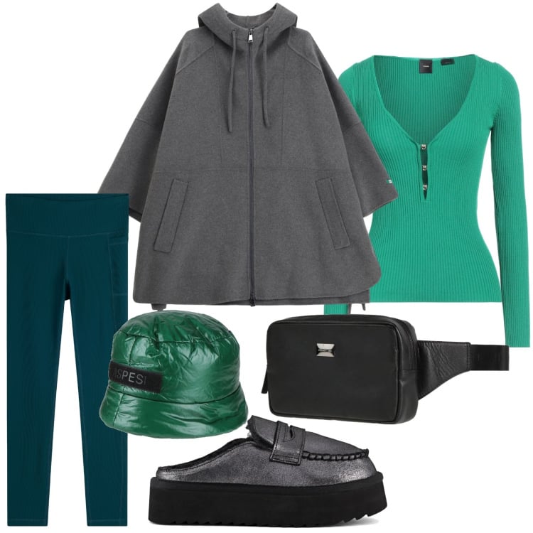 Outfit donna - La maglia fashion. Stile Basic per Tutti i giorni. Abbinamento con pullovers, marsupi, cappelli, cappotti, leggings, mocassini.