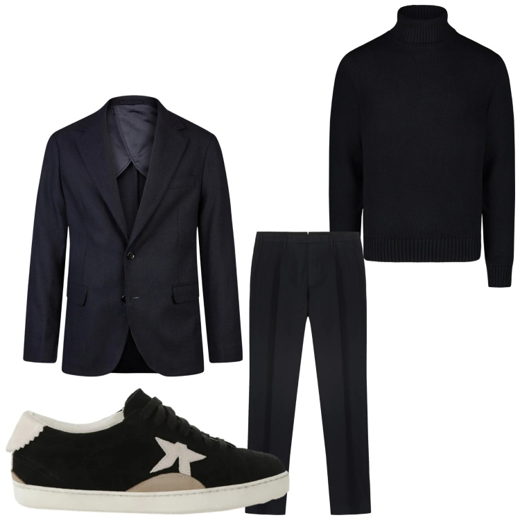Outfit uomo - Che stile. Stile Business/Elegante per Serata speciale. Abbinamento con sneakers, pantaloni, giacche, maglieria.