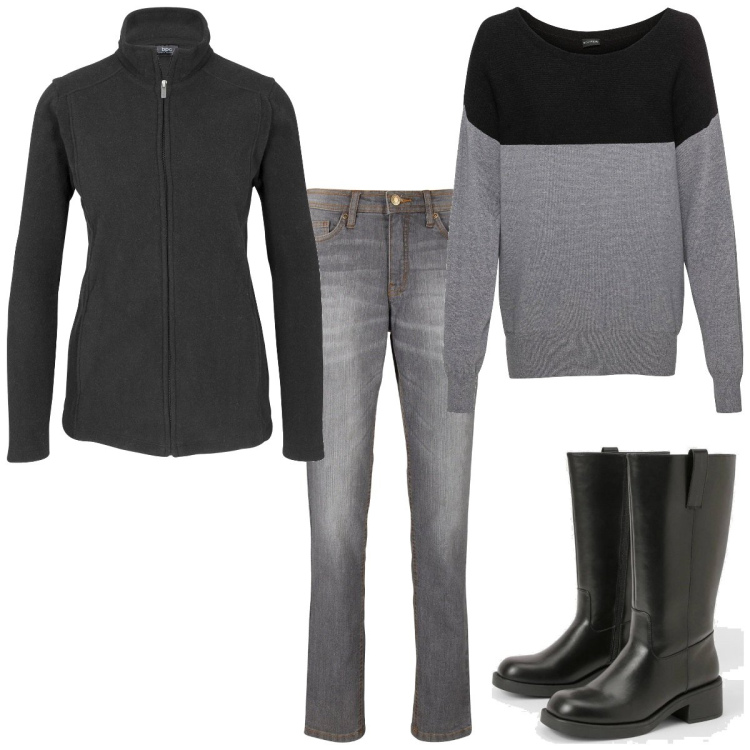 Outfit femme - Basique #573. Style Basique pour Tous les jours. Assortir avec pulls, manteaux, jeans mom, bottes.