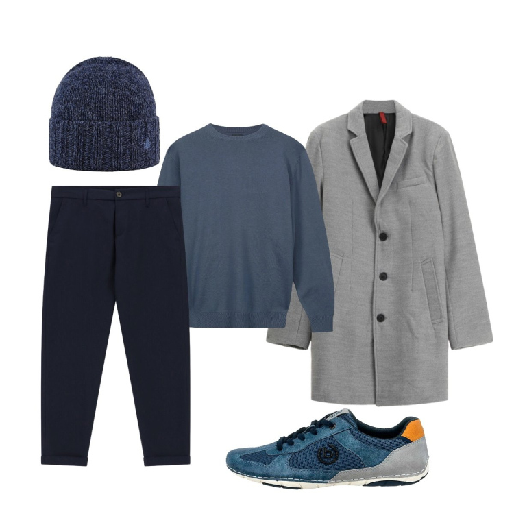 Outfit uomo - Total look #2333827. Stile Casual per Tutti i giorni. Abbinamento con cappotti, pantaloni, cappelli, maglieria, sneakers.
