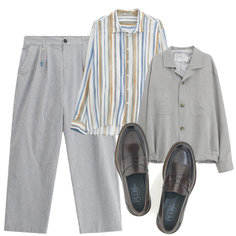 Outfit uomo - Ghiaccio. Stile Urban per Tutti i giorni. Abbinamento con camicie, cappotti, pantaloni, scarpe stringate.