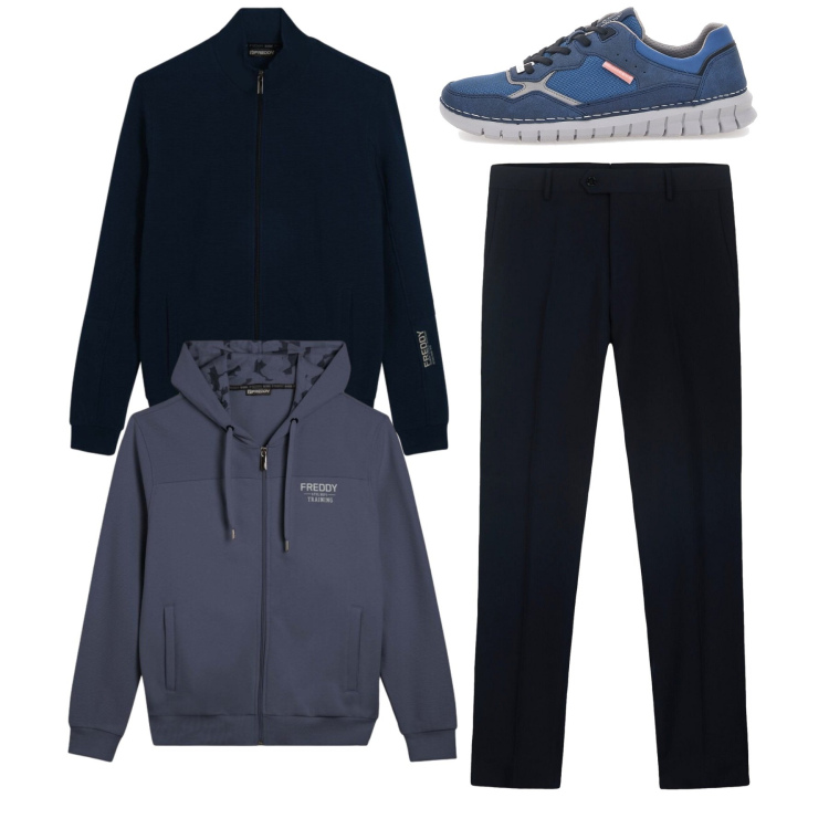 Outfit uomo - Total look. Stile Casual per Tutti i giorni. Abbinamento con felpe, felpe con cappuccio, sneakers, pantaloni.