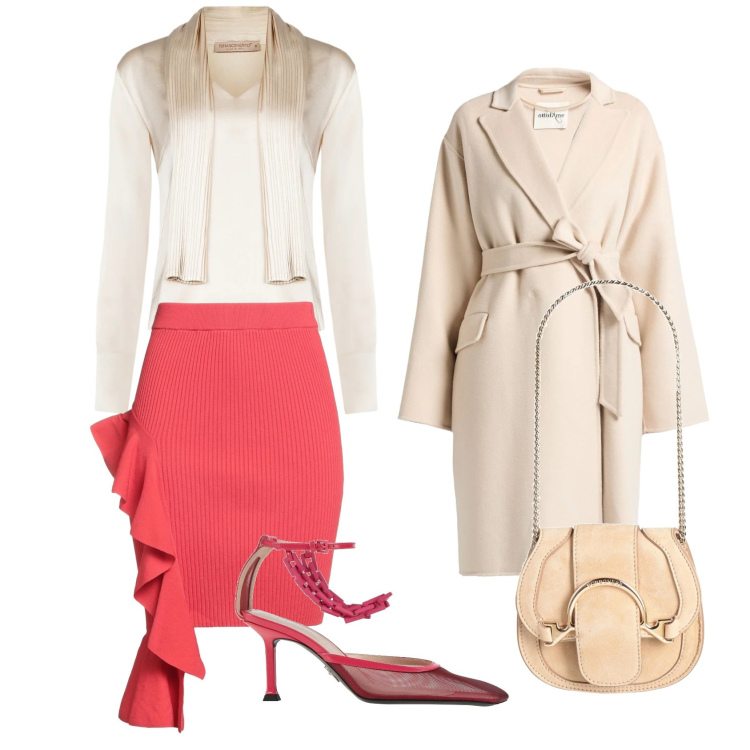 Outfit donna - Non solo a San Valentino. Stile Casual chic per Serata fuori. Abbinamento con minigonne, marsupi, cappotti, décolleté, bluse.