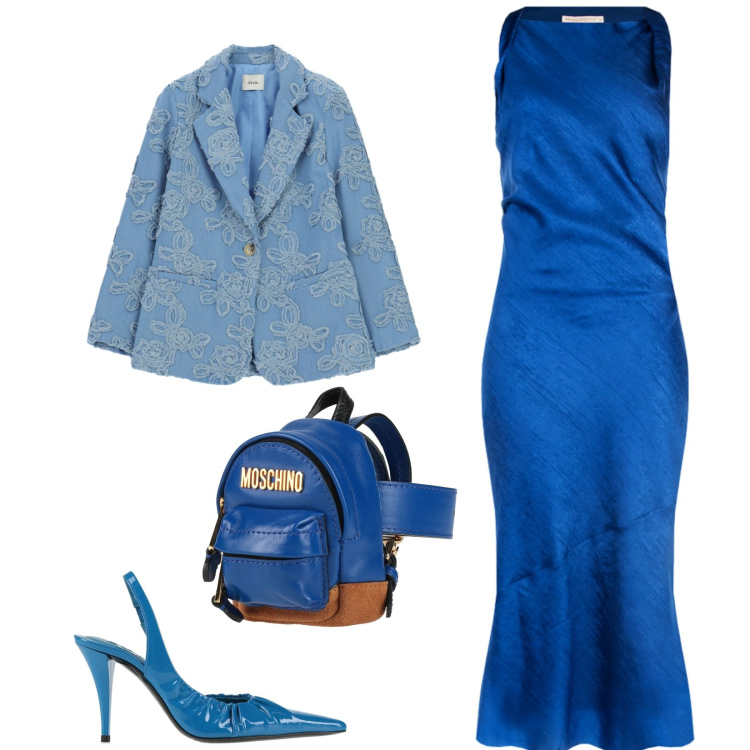 Outfit donna - Total look #2333938. Stile Glamour per Cerimonia. Abbinamento con marsupi, décolleté, blazer, vestiti asimmetrici.