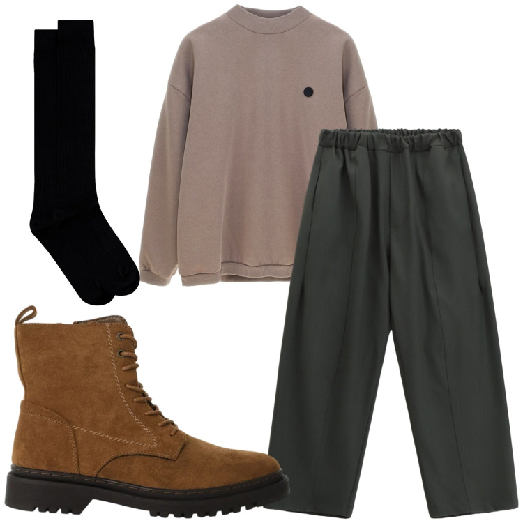 Outfit uomo - Total look #2333978. Stile Casual per Tutti i giorni. Abbinamento con pantaloni, anfibi, felpe, calzini.