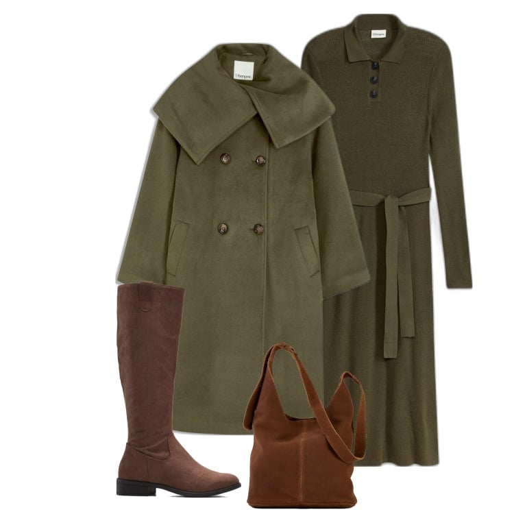 Outfit femme - Green lovers. Style Casual chic pour Tous les jours. Assortir avec robes, bottes, manteaux, sacs en bandoulière.