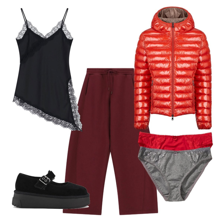 Outfit donna - Rossocuore a febbraio @danipoetessa73. Stile Urban per Serata fuori. Abbinamento con culotte, pantaloni a palazzo, top, blazer, décolleté.