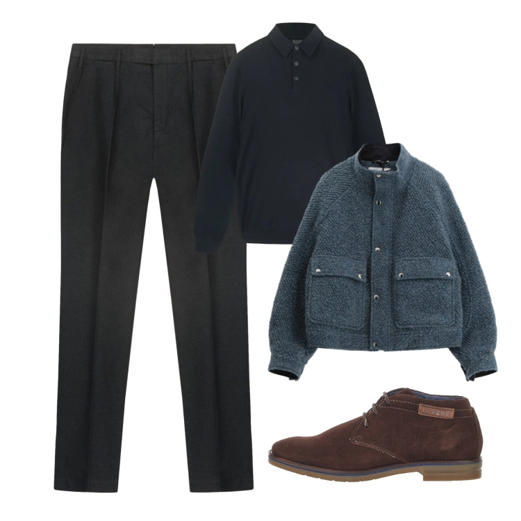 Outfit uomo - Cena tra amici. Stile Urban per Tutti i giorni. Abbinamento con bomber, scarpe stringate, pantaloni, maglieria.