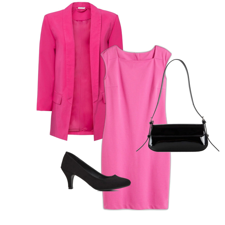 Outfit femme - Barbie girl. Style Glamour pour Bureau. Assortir avec robes droites, chaussures à talon, blazers, sacs à main.