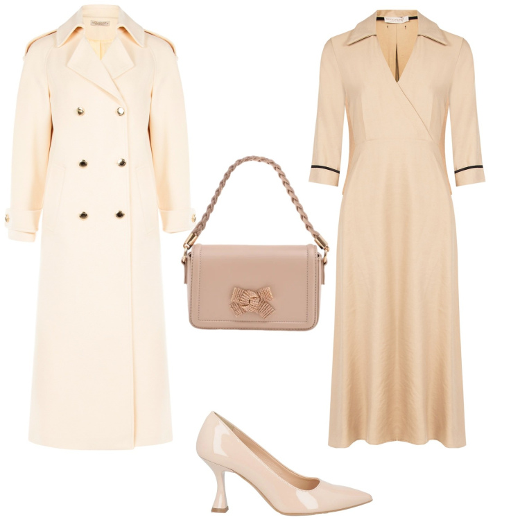 Outfit donna - Bon ton cerimonia evento serata. Stile Bon Ton per Cerimonia. Abbinamento con décolleté, vestiti, cappotti, pochette.