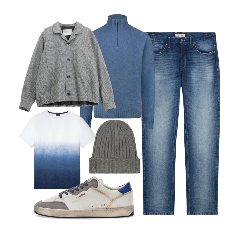 Outfit uomo - Essenziale. Stile Urban per Tutti i giorni. Abbinamento con jeans dritti, t-shirt, cappotti, maglieria, berretti, sneakers.