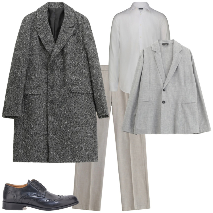 Outfit uomo - Business in ufficio. Stile Business/Elegante per Ufficio. Abbinamento con giacche, cappotti, pantaloni, scarpe stringate, camicie.