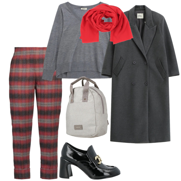 Outfit donna - British. per Tutti i giorni. Abbinamento con zaini, mocassini, pantaloni, sciarpe, cappotti, maglieria.