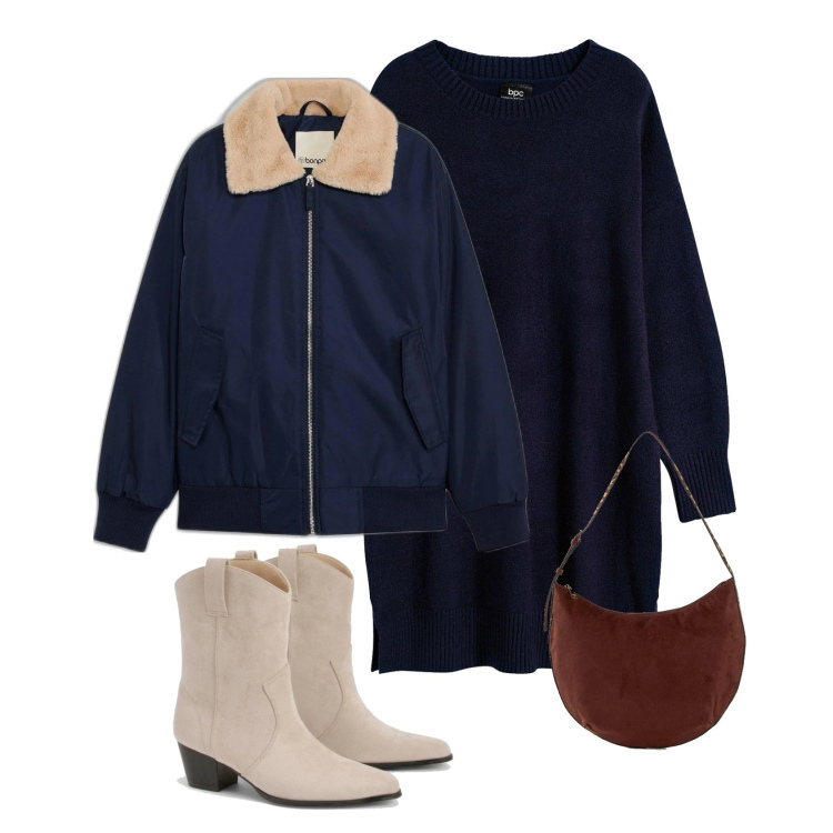 Outfit femme - Février. Style Basique pour Tous les jours. Assortir avec blazers, robes longues, sacs en bandoulière, bottines.