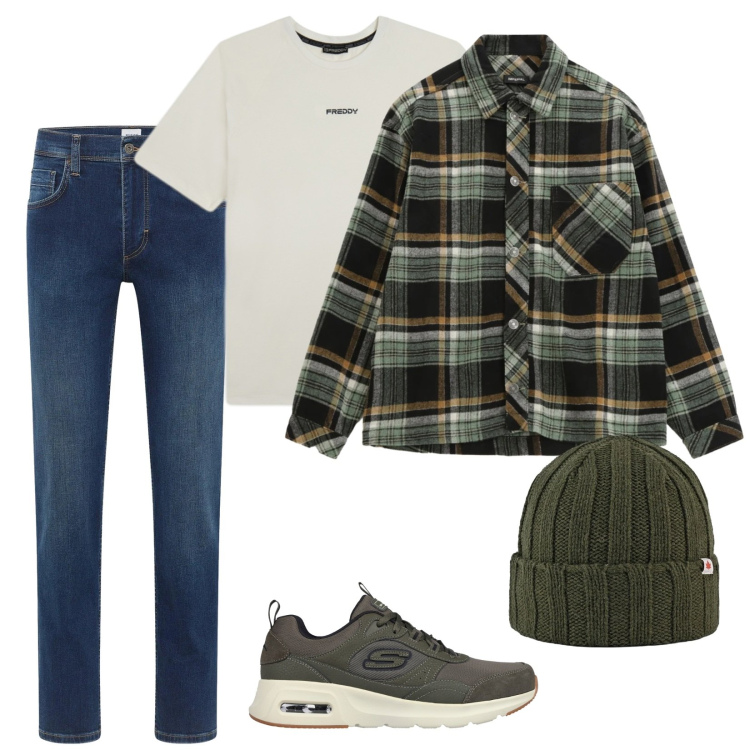 Outfit uomo - La camicia a quadri. Stile Casual per Tutti i giorni. Abbinamento con jeans dritti, camicie, t-shirt, cappelli, sneakers.