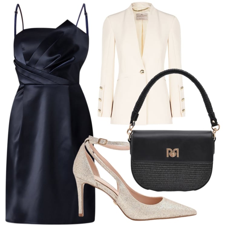 Outfit donna - Total look #2334272. Stile Chic per Serata fuori. Abbinamento con vestiti corti, blazer, borse a spalla, décolleté.