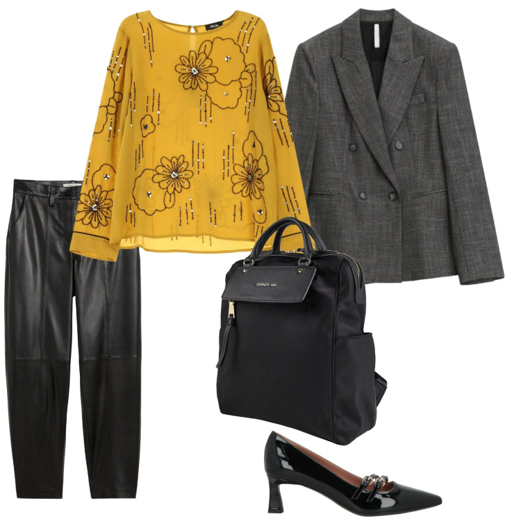 Outfit donna - Dall\' ufficio alla cena. per Serata fuori. Abbinamento con pantaloni, zaini, décolleté, blazer, camicie.