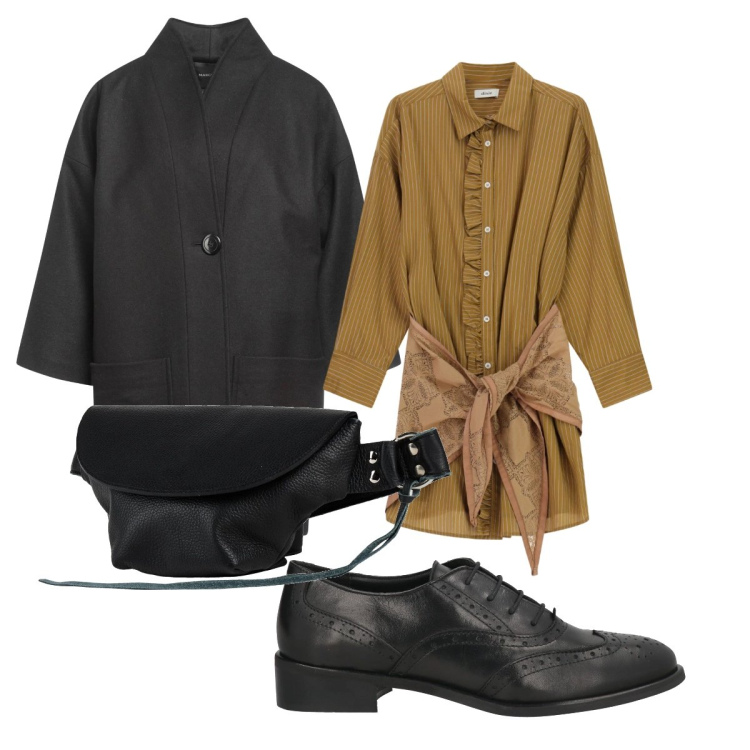 Outfit donna - Le stringate + il mini abito. Stile Trendy per Tutti i giorni. Abbinamento con marsupi, scarpe stringate, cappotti, vestiti lunghi.