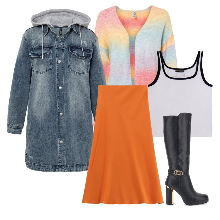 Outfit donna - Punk Courtney. Stile Rock per Serata fuori. Abbinamento con blazer, cardigans, gonne longuette, canottiere, stivali.