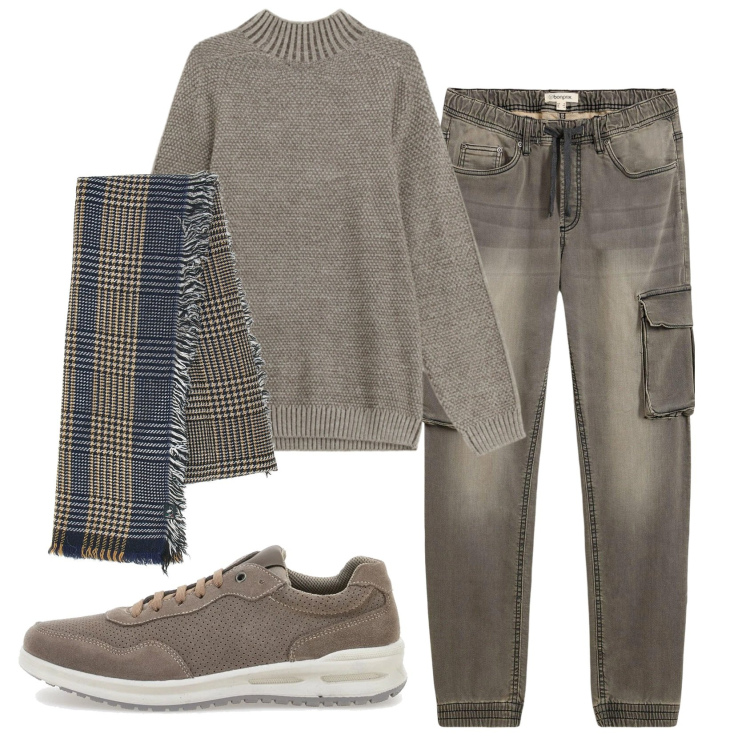 Outfit uomo - Total look #2334321. Stile Casual per Tutti i giorni. Abbinamento con jeans slim fit, maglieria, sciarpe, sneakers.