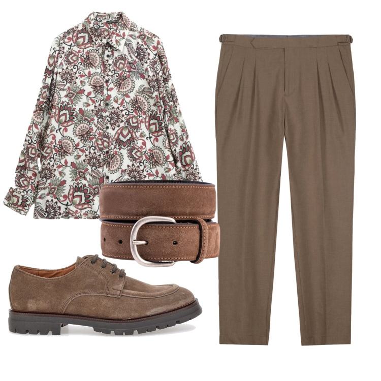 Outfit uomo - Total look #2334332. Stile Trendy per Tutti i giorni. Abbinamento con camicie, scarpe stringate, cinture, pantaloni.