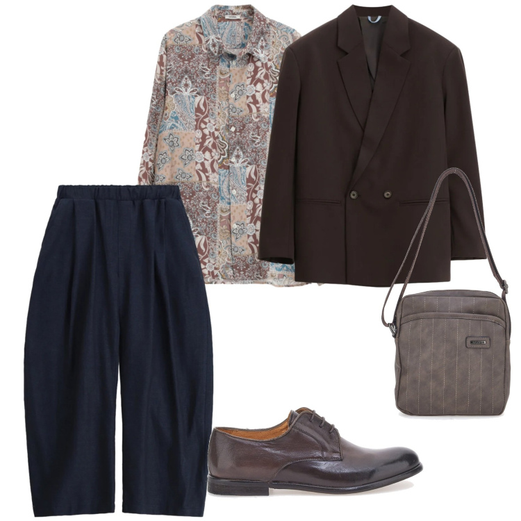 Outfit uomo - Serata informale. per Serata speciale. Abbinamento con camicie, pantaloni, giacche, portafogli, scarpe stringate.