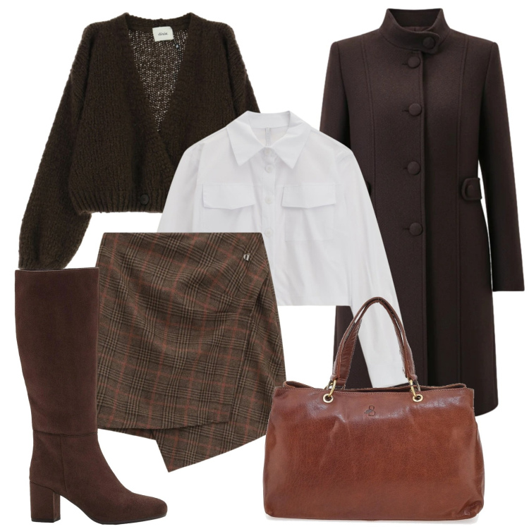 Outfit donna - British style. Stile Preppy per Tutti i giorni. Abbinamento con stivali, camicie, minigonne, cardigans, cappotti, borse a tracolla.