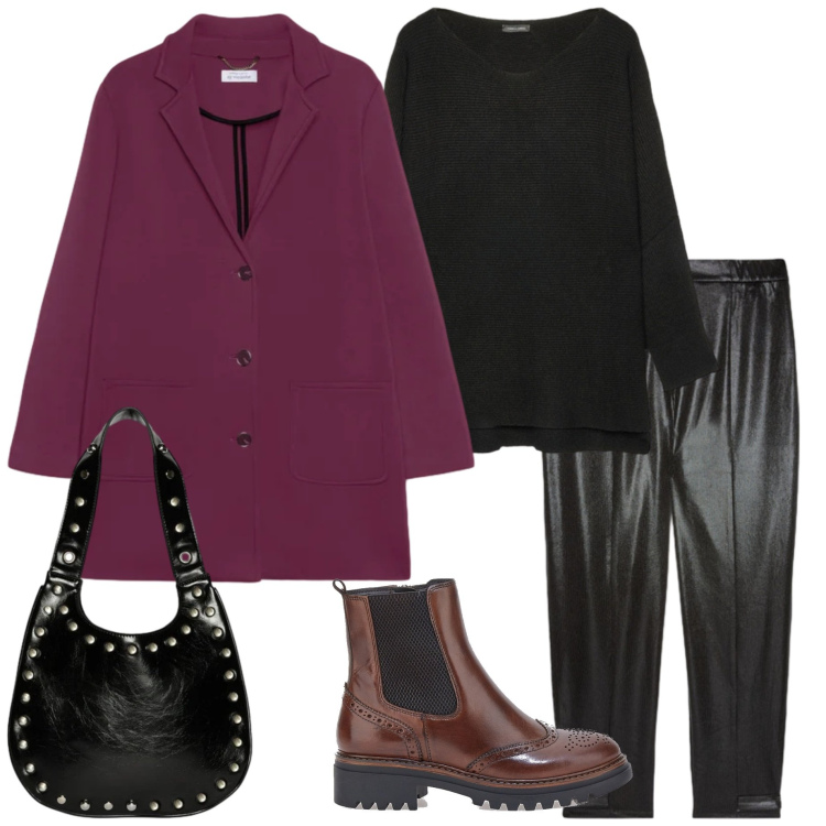 Outfit donna - Fiorella Rubino. Stile Urban per Tutti i giorni. Abbinamento con cappotti, pantaloni, maglieria, borse a spalla, stivaletti chelsea.