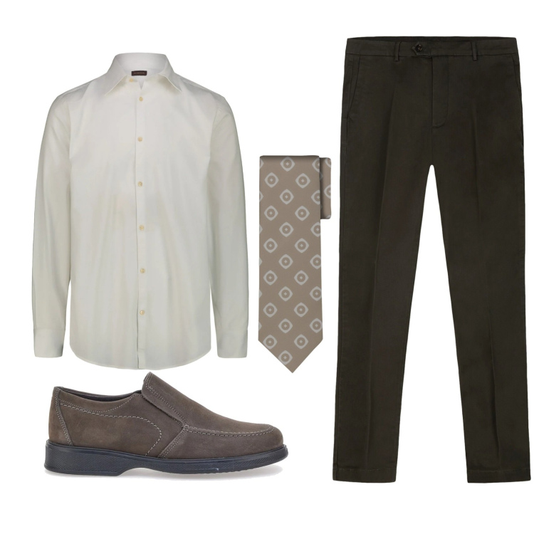 Outfit uomo - Total look #2334407. Stile Business/Elegante per Ufficio. Abbinamento con cravatte, camicie, scarpe stringate, pantaloni chino.