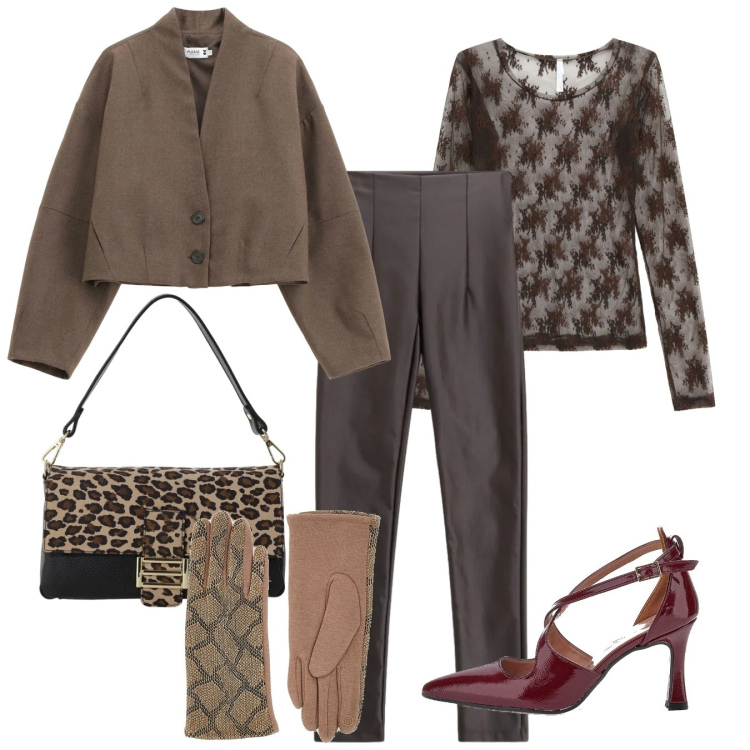 Outfit donna - Chic forever. Stile Chic per Tutti i giorni. Abbinamento con maglieria, borse a spalla, blazer, pantaloni, guanti, décolleté.