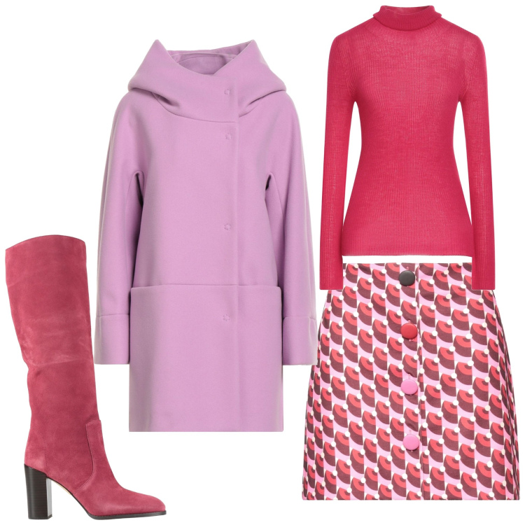 Outfit donna - Candy. Stile Chic per Serata fuori. Abbinamento con stivali, cappotti, maglieria, minigonne.