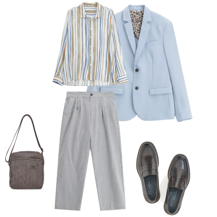 Outfit uomo - Riflessi di Cristallo. Stile Urban per Tutti i giorni. Abbinamento con camicie, giacche, pantaloni, portafogli, scarpe stringate.